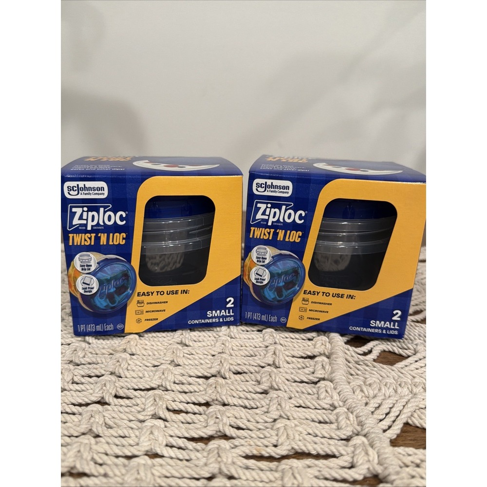 Ziploc Twist n Loc Lock Small 16oz. Round Plastic Containers & Lids 4 Total NEW